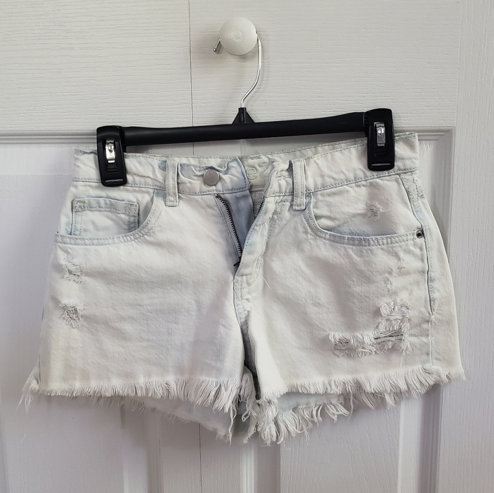 Light Wash Distressed Denim Shorts